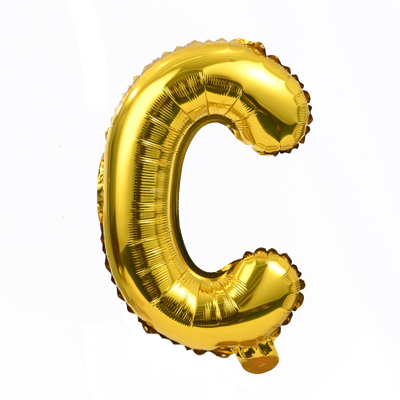 16" Gold Letter Balloons Alphabet Number Foil Mylar Balloons Letter "C"