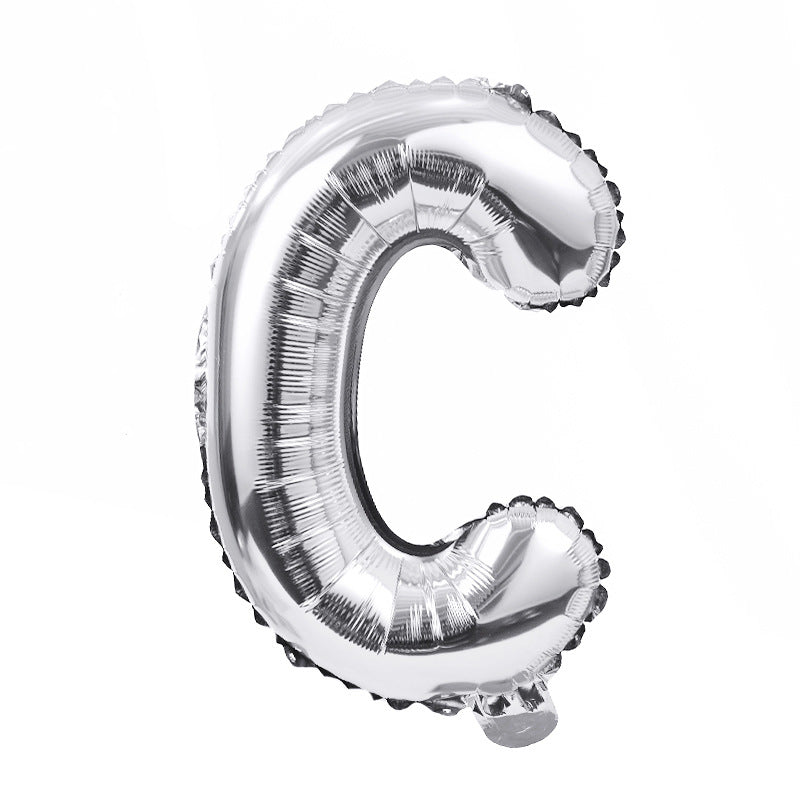 16" Silver Letter Balloons Alphabet Number Foil Mylar Balloons Letter "C"