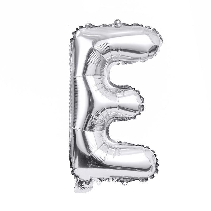 16" Silver Letter Balloons Alphabet Number Foil Mylar Balloons Letter "E"