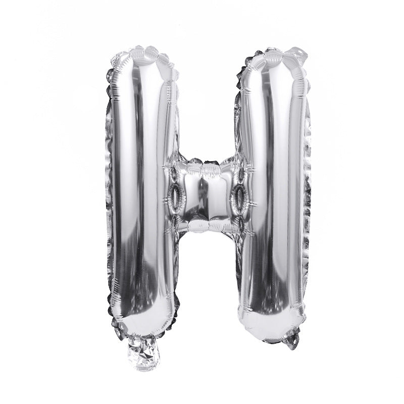 16" Silver Letter Balloons Alphabet Number Foil Mylar Balloons Letter "H"