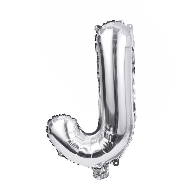 16" Silver Letter Balloons Alphabet Number Foil Mylar Balloons Letter "J"