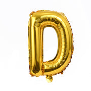 16" Gold Letter Balloons Alphabet Number Foil Mylar Balloons Letter "D"