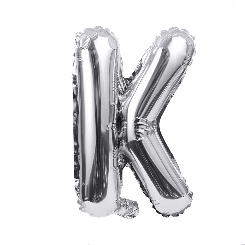 16" Silver Letter Balloons Alphabet Number Foil Mylar Balloons Letter "K"