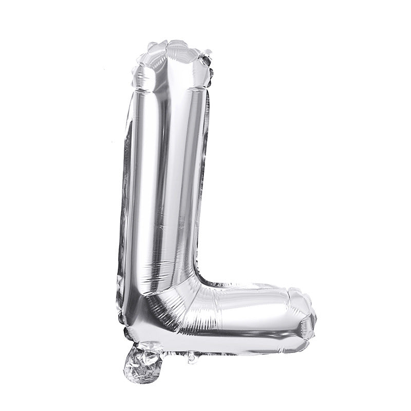 16" Silver Letter Balloons Alphabet Number Foil Mylar Balloons Letter "L"