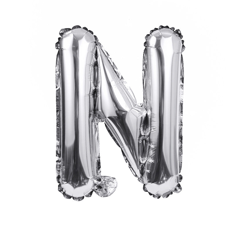 16" Silver Letter Balloons Alphabet Number Foil Mylar Balloons Letter "N"