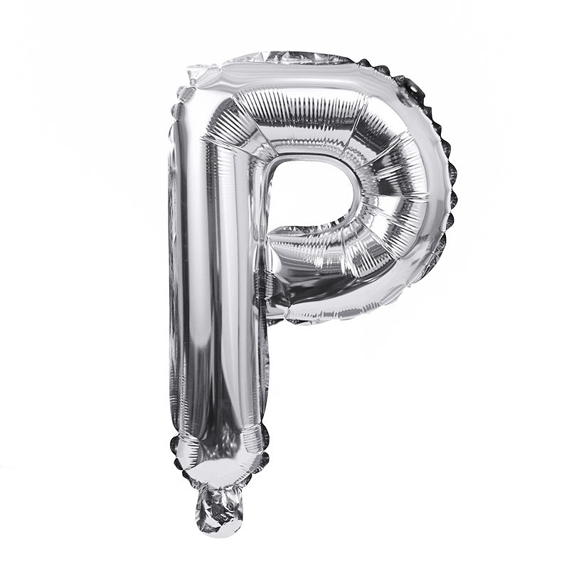 16" Silver Letter Balloons Alphabet Number Foil Mylar Balloons Letter "P"
