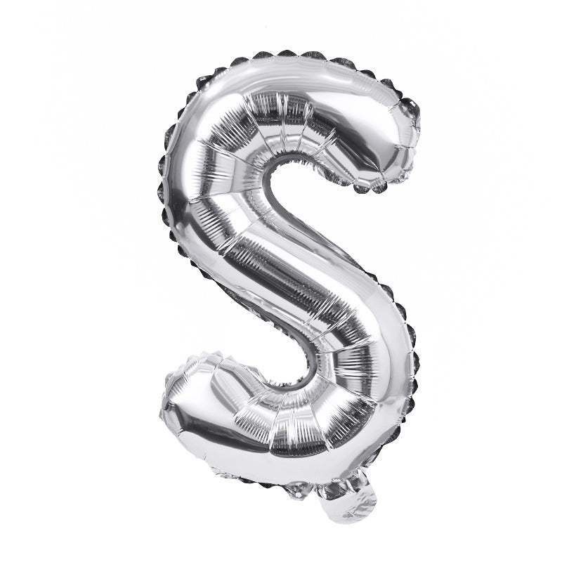 16" Silver Letter Balloons Alphabet Number Foil Mylar Balloons Letter "S"