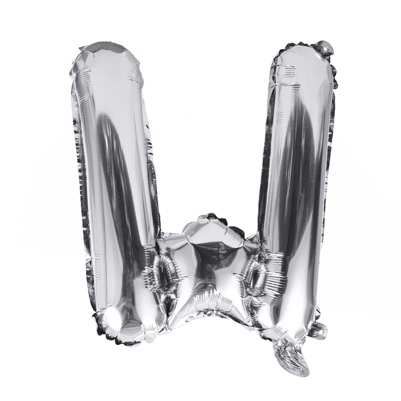 16" Silver Letter Balloons Alphabet Number Foil Mylar Balloons Letter "W"