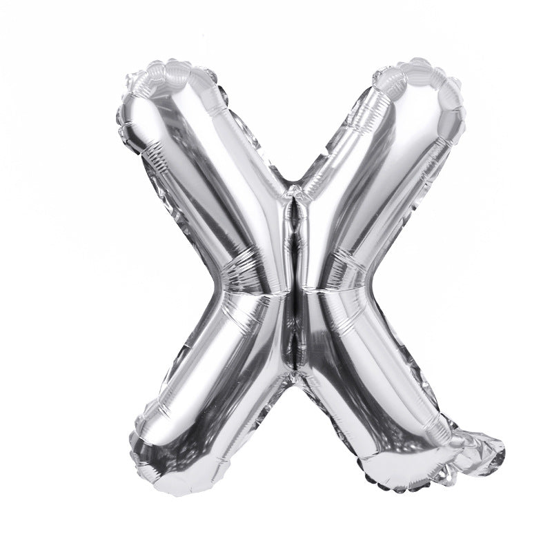 16" Silver Letter Balloons Alphabet Number Foil Mylar Balloons Letter "X"