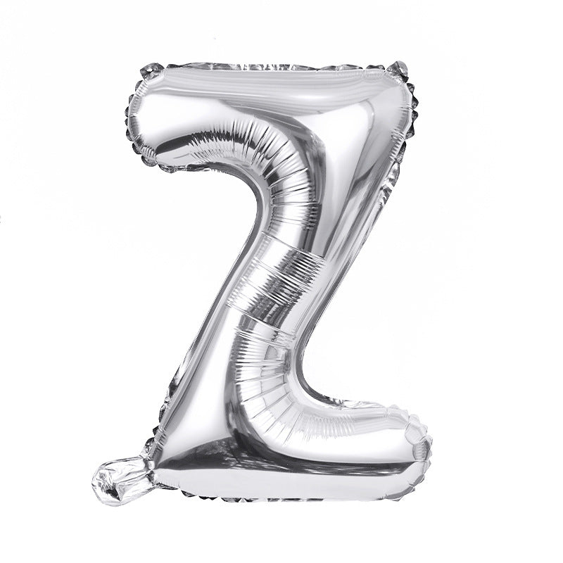 16" Silver Letter Balloons Alphabet Number Foil Mylar Balloons Letter "Z"