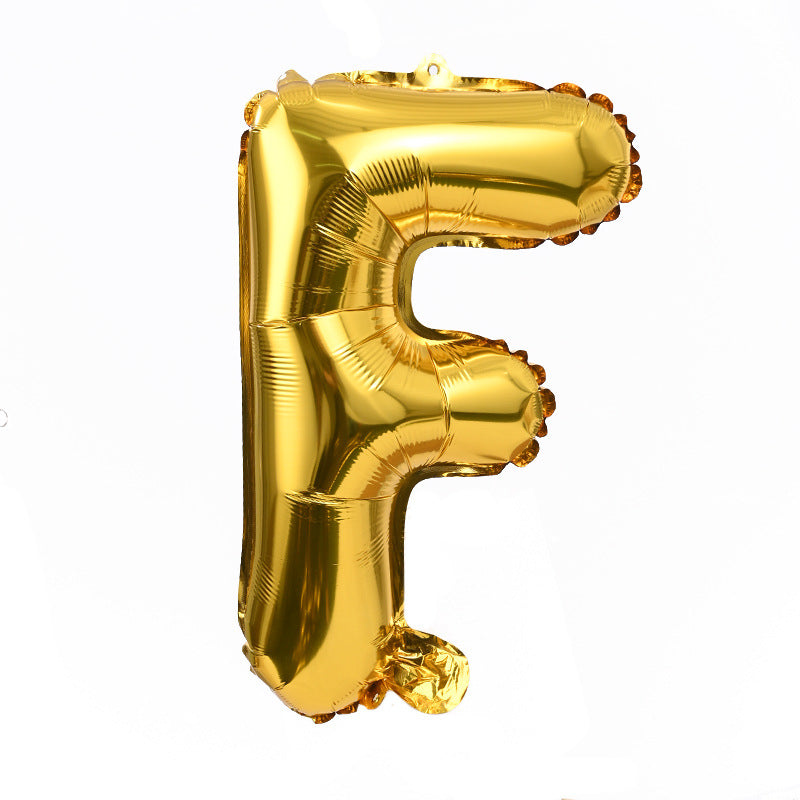 16" Gold Letter Balloons Alphabet Number Foil Mylar Balloons Letter "F"