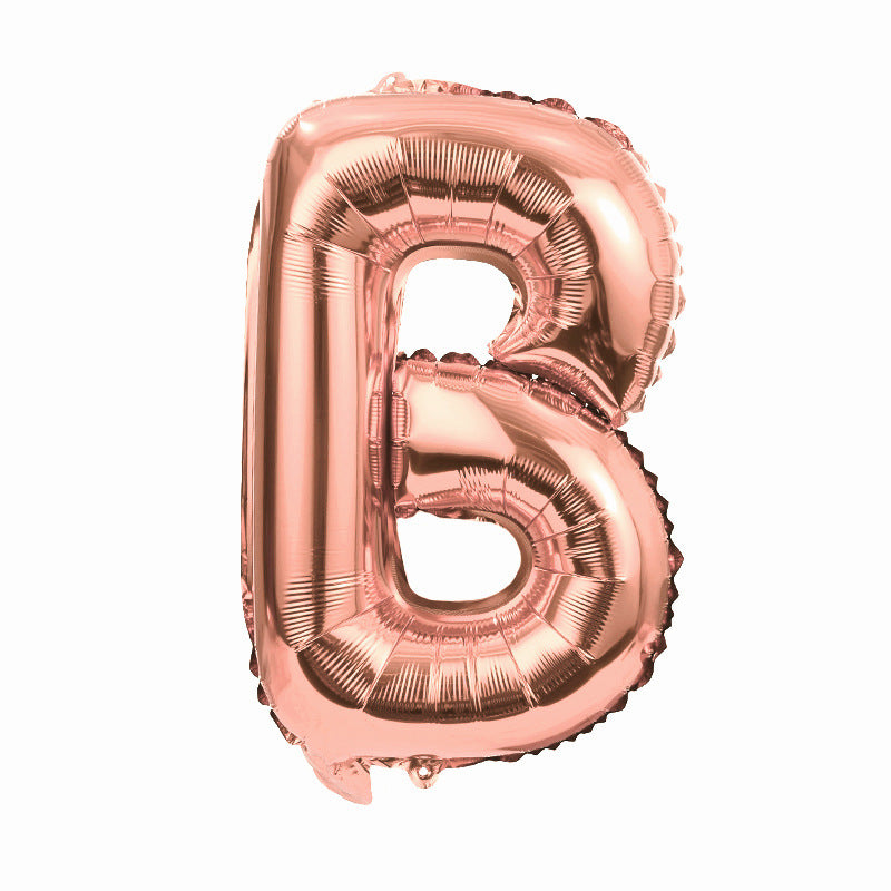 16" Rose Gold Letter Balloons Alphabet Number Foil Mylar Balloons Letter "B"