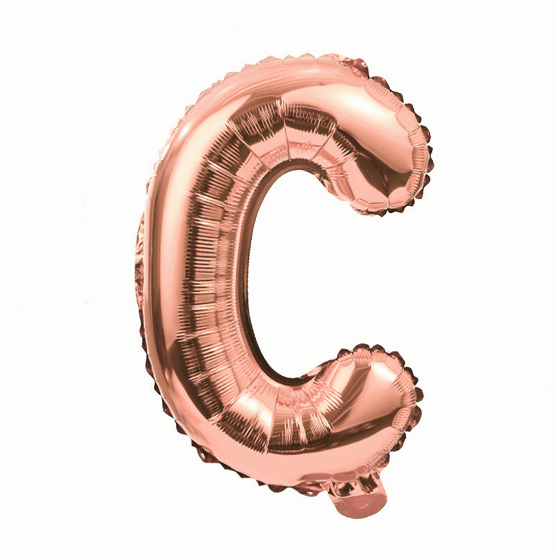 16" Rose Gold Letter Balloons Alphabet Number Foil Mylar Balloons Letter "C"