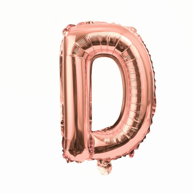 16" Rose Gold Letter Balloons Alphabet Number Foil Mylar Balloons Letter "D"