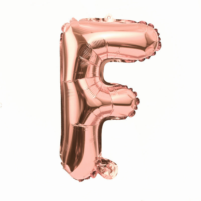16" Rose Gold Letter Balloons Alphabet Number Foil Mylar Balloons Letter "F"
