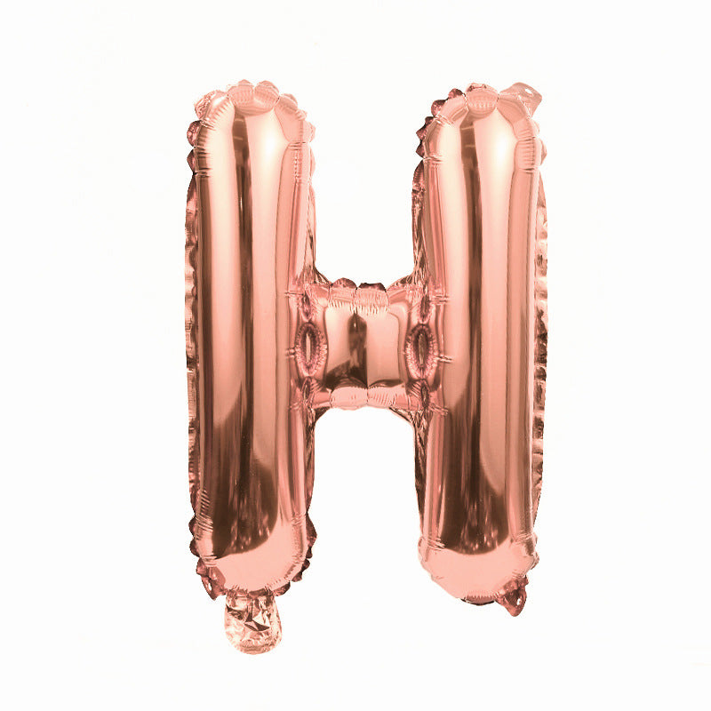 16" Rose Gold Letter Balloons Alphabet Number Foil Mylar Balloons Letter "H"