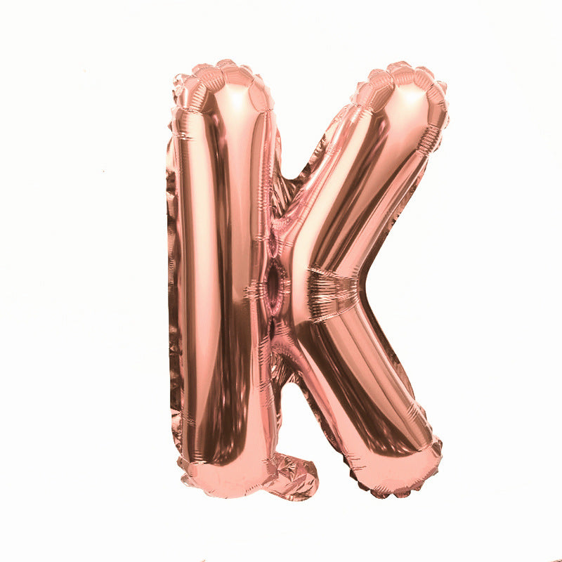 16" Rose Gold Letter Balloons Alphabet Number Foil Mylar Balloons Letter "K"