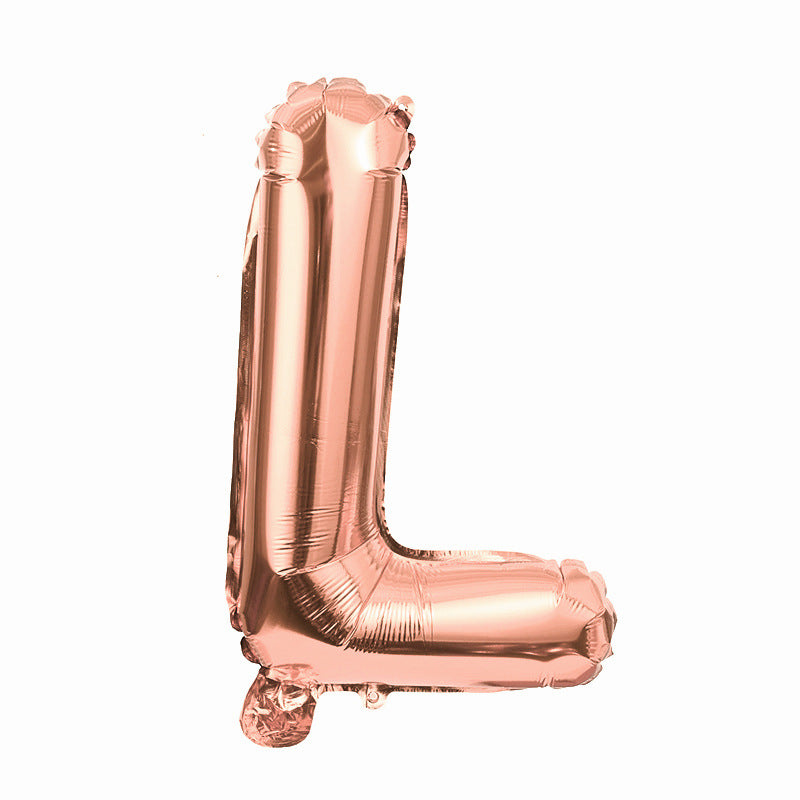 16" Rose Gold Letter Balloons Alphabet Number Foil Mylar Balloons Letter "L"