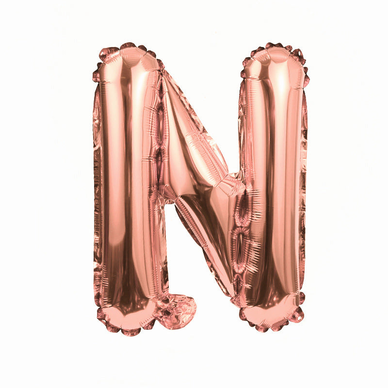 16" Rose Gold Letter Balloons Alphabet Number Foil Mylar Balloons Letter "N"