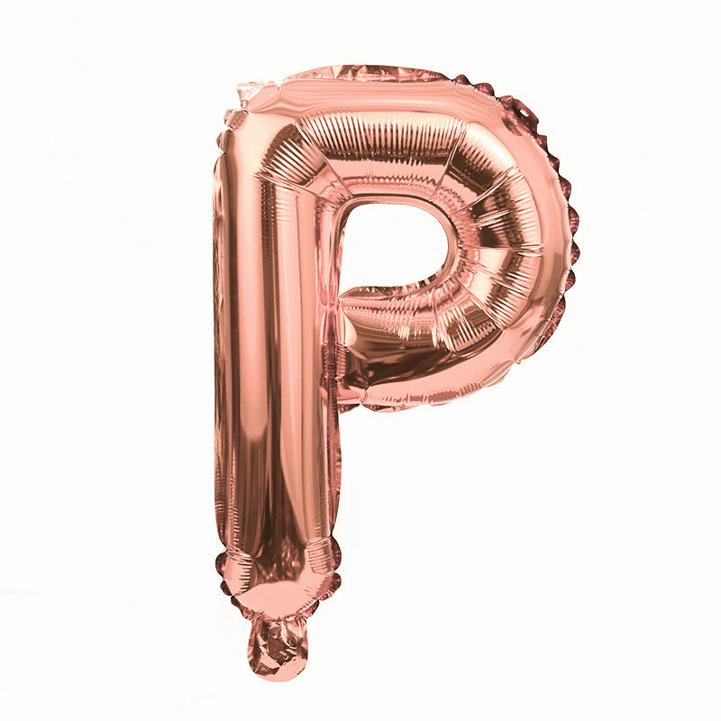 32" Rose Gold Letter Balloons Alphabet Number Foil Mylar Balloons Letter "P"