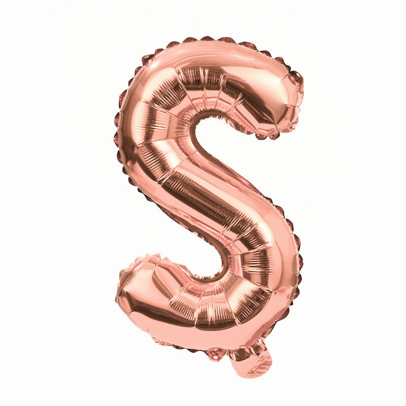 16" Rose Gold Letter Balloons Alphabet Number Foil Mylar Balloons Letter "S"