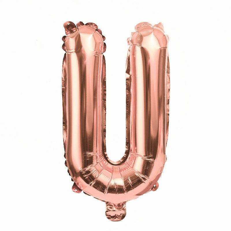 32" Rose Gold Letter Balloons Alphabet Number Foil Mylar Balloons Letter "U"