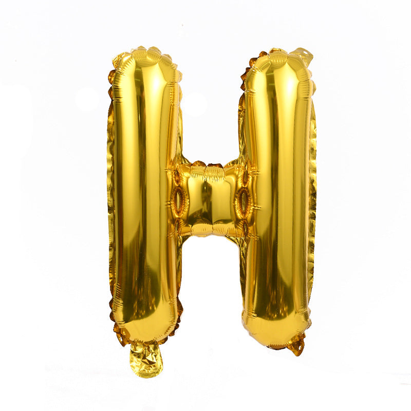 32" Gold Letter Balloons Alphabet Number Foil Mylar Balloons Letter "H"