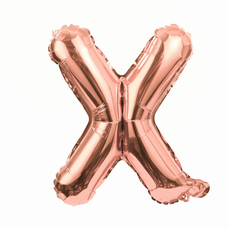 16" Rose Gold Letter Balloons Alphabet Number Foil Mylar Balloons Letter "X"