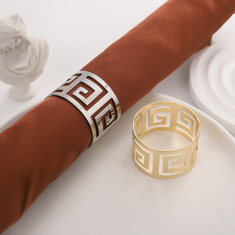 4Pc Aluminum Hollow Napkin Ring Silver