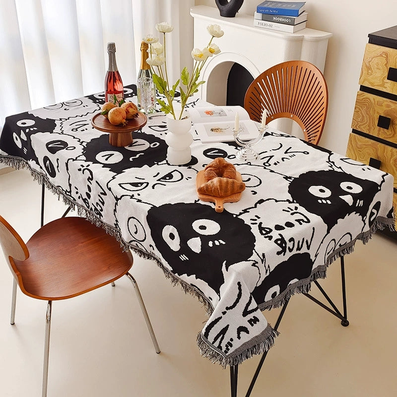American Country Cotton Fringed Dining Tablecloth, Camping Picnic Mat, Outdoor Living Room Multi-Function Available