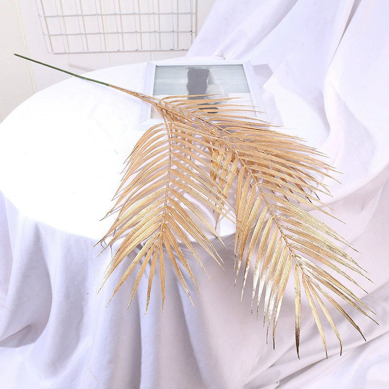 2 Stems Artificial Palm Leaf Branch 32" Metallic Gold Vase Filler Floral