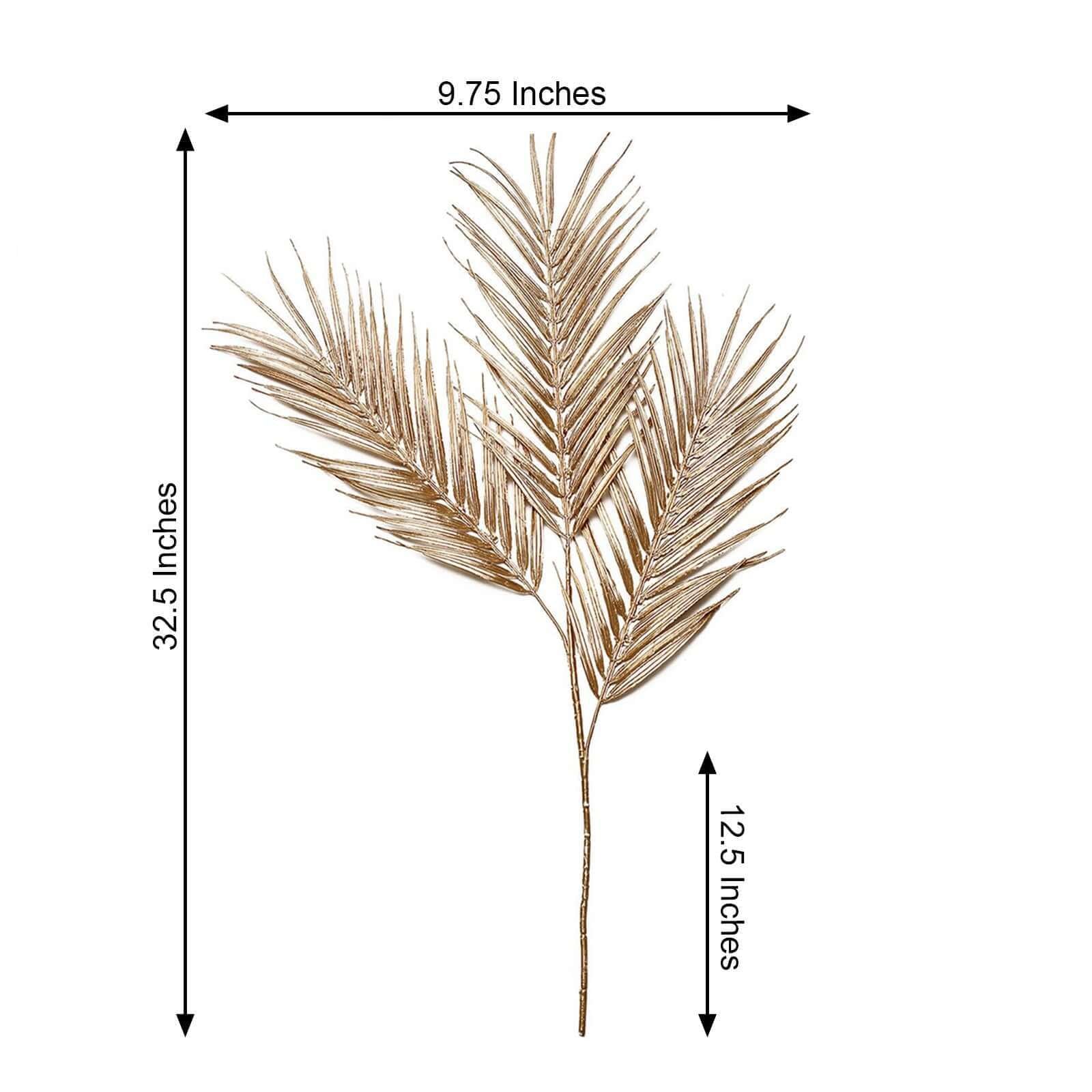 2 Stems Artificial Palm Leaf Branch 32" Metallic Gold Vase Filler Floral