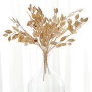 2 Pcs Artificial Fern Leaf Branches 21"  Metallic Gold Vase Filler Floral