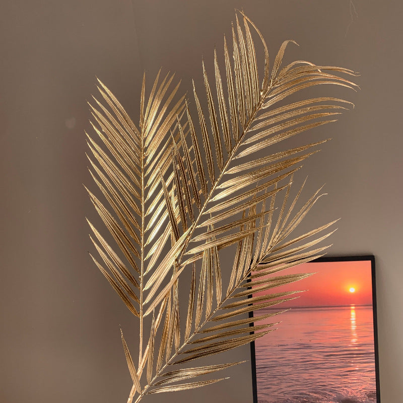 2 Stems Artificial Palm Leaf Branch 32" Metallic Gold Vase Filler Floral