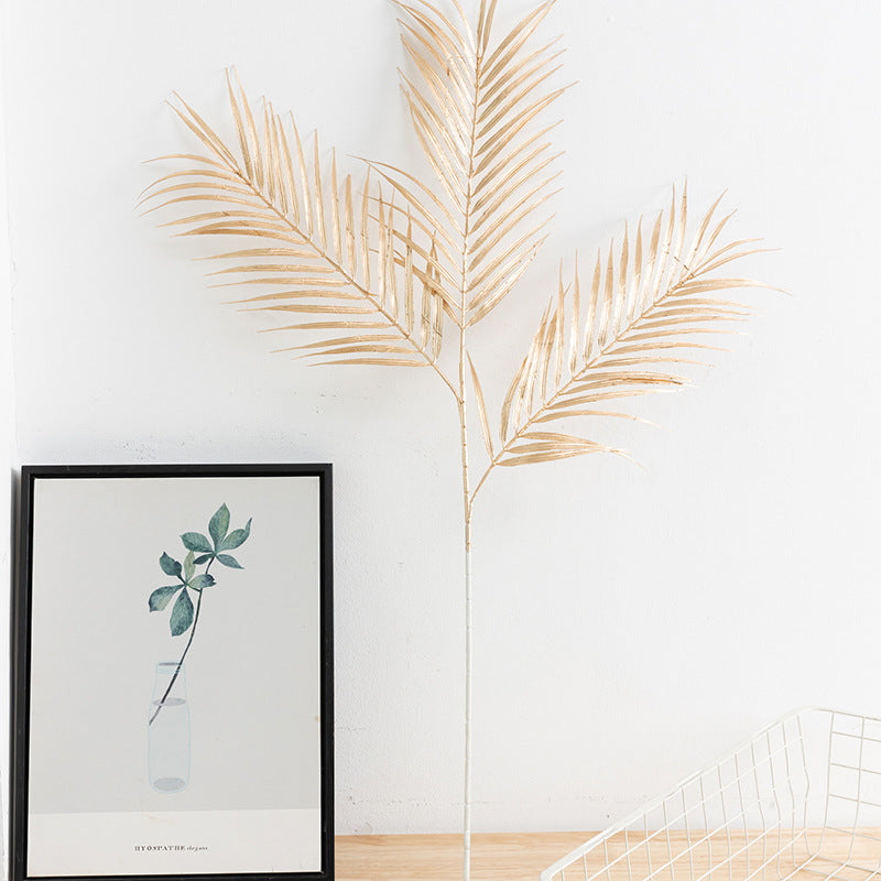 2 Stems Artificial Palm Leaf Branch 32" Metallic Gold Vase Filler Floral