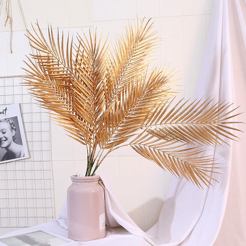 2 Stems Artificial Palm Leaf Branch 32" Metallic Gold Vase Filler Floral