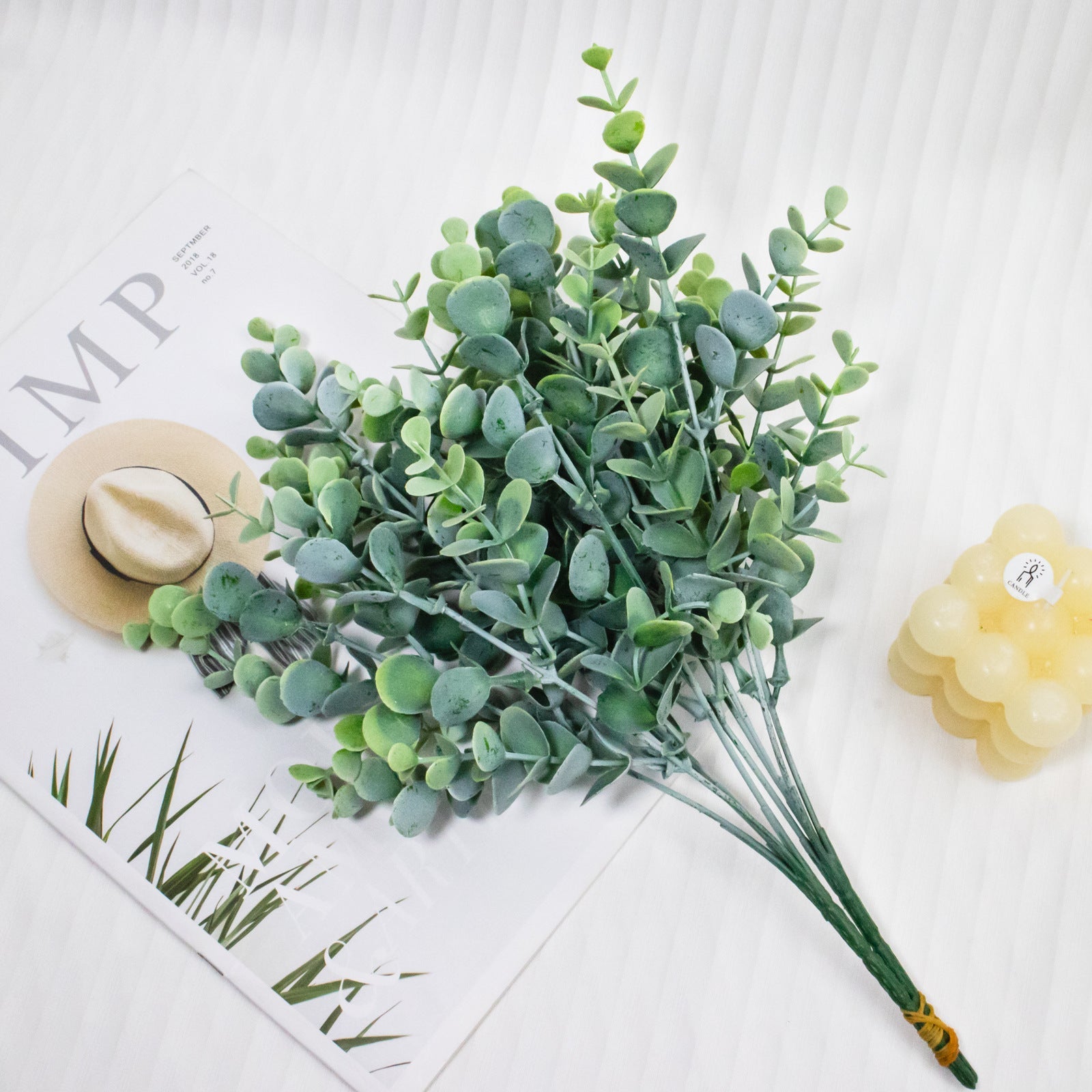 3 Bushes Artificial Eucalyptus Branches 14"