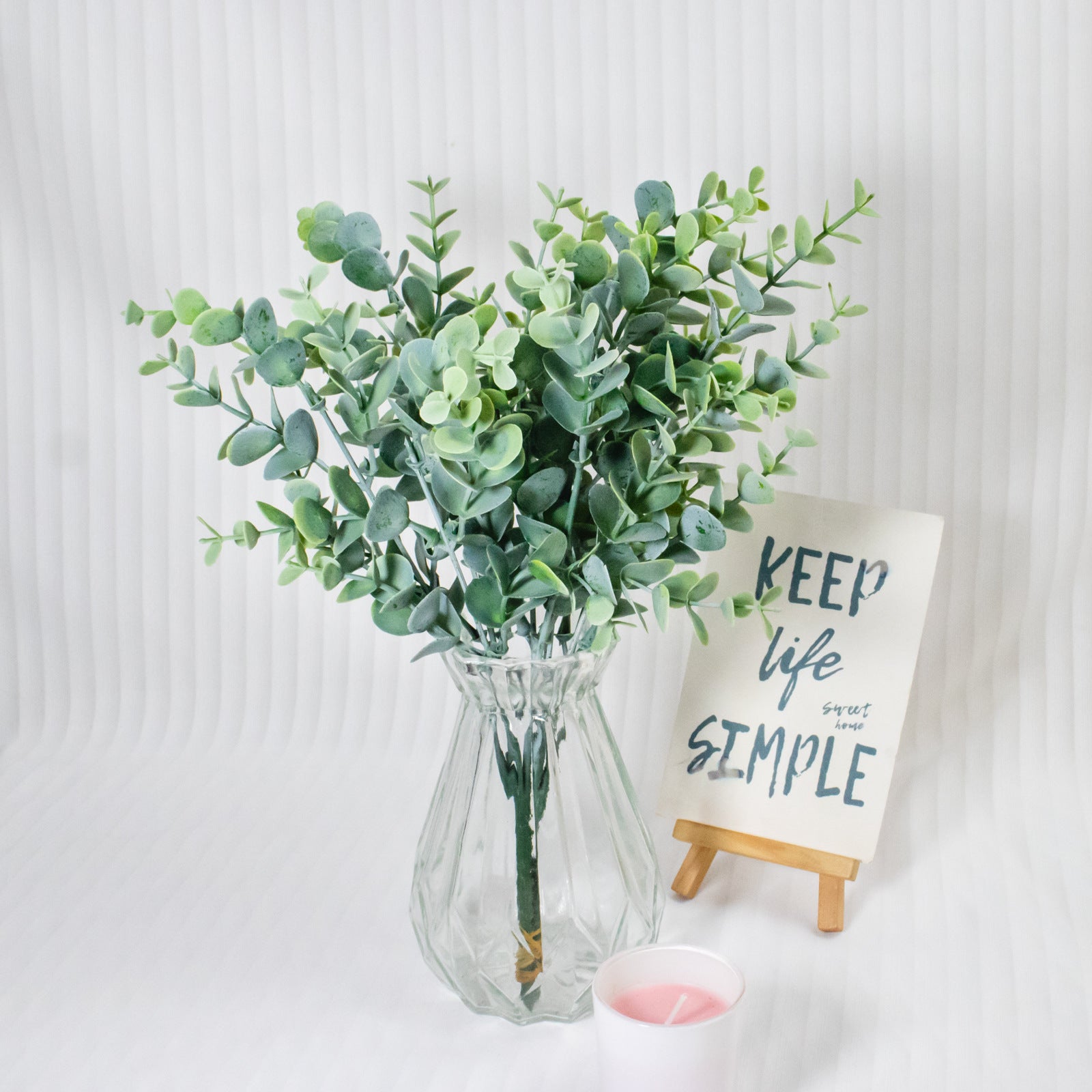 3 Bushes Artificial Eucalyptus Branches 14"