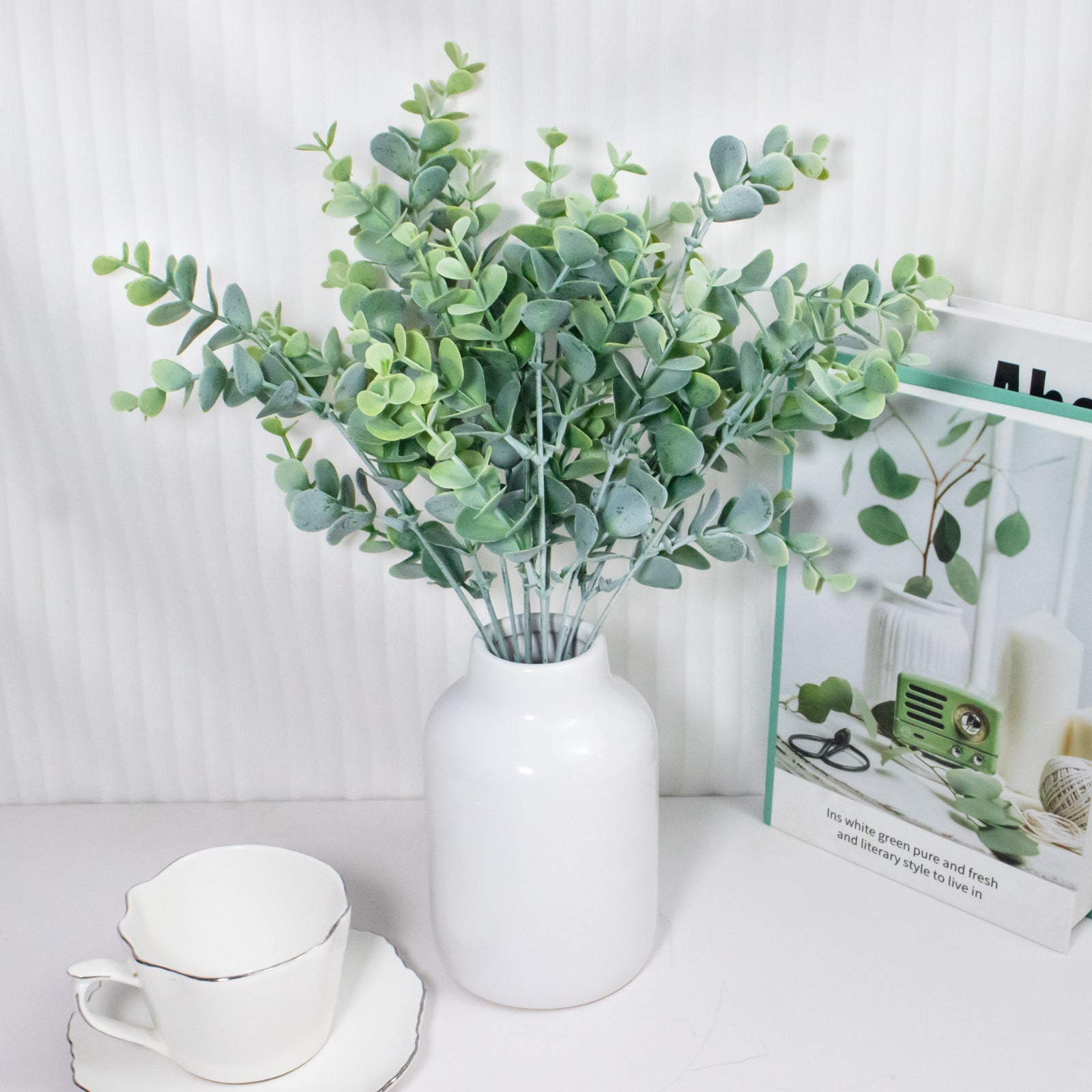 3 Bushes Artificial Eucalyptus Branches 14"