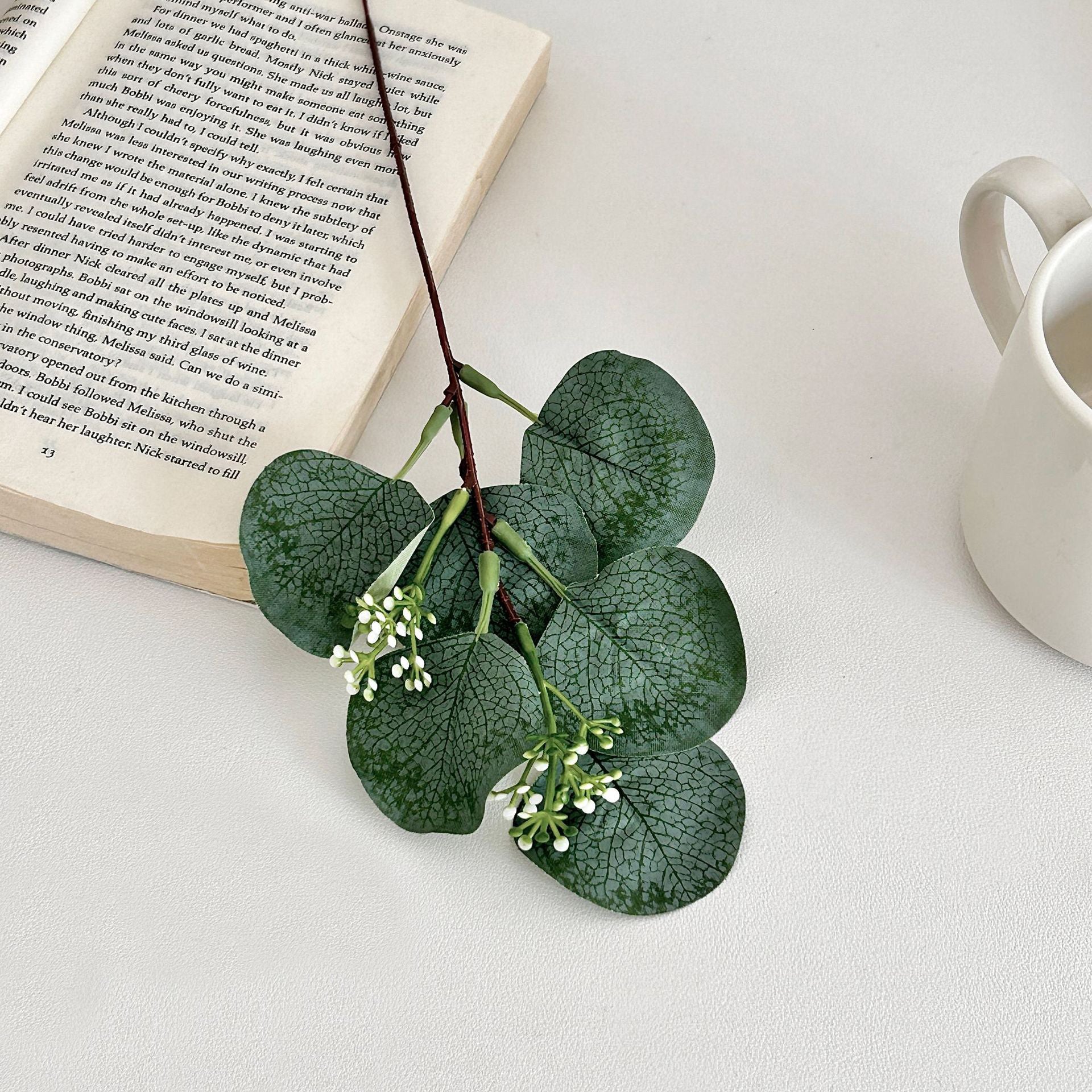 14 Stems Real Touch Artificial Eucalyptus Leaf Flower Bouquet 13"