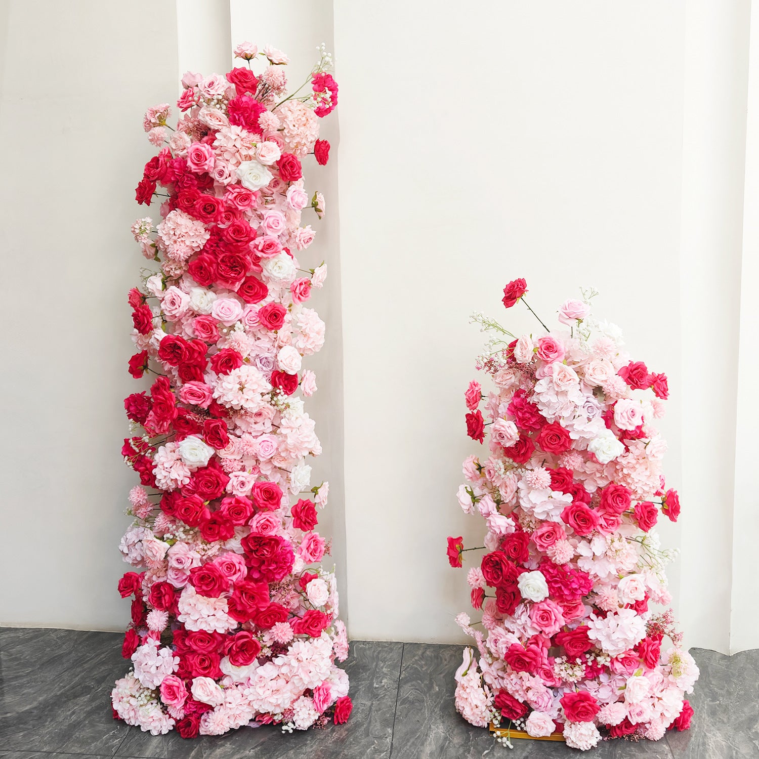 2 Sets Of Artificial Plants And Flowers Wedding Backdrop Decoration Rose Hydrangea Pink White
