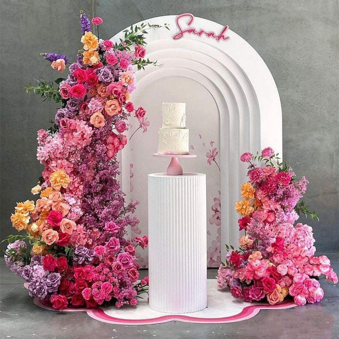 2 Sets Of Artificial Plants And Flowers Wedding Backdrop Decoration Rose Gypsophila Rose Red