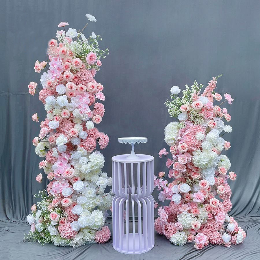 2 Sets Of Artificial Plants And Flowers Wedding Backdrop Decoration Rose Hydrangea Pink White