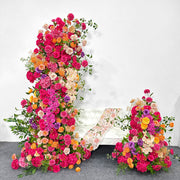 2 Sets Of Artificial Plants And Flowers Wedding Backdrop Decoration Rose Rose Red Orange