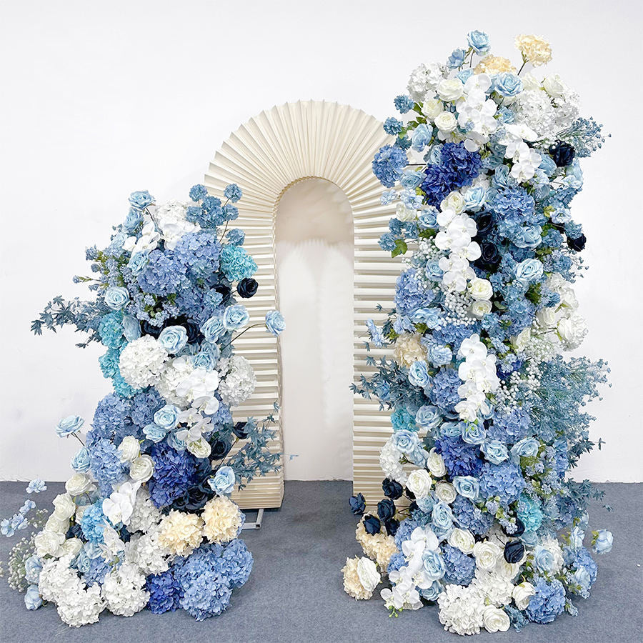 2 Sets Of Artificial Plants And Flowers Wedding Backdrop Decoration Rose Hydrangea Blue White