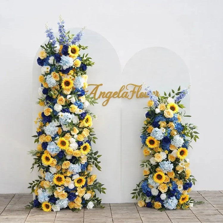 2 Sets Of Artificial Plants And Flowers Wedding Backdrop Decoration Sunflower Hydrangea Yellow