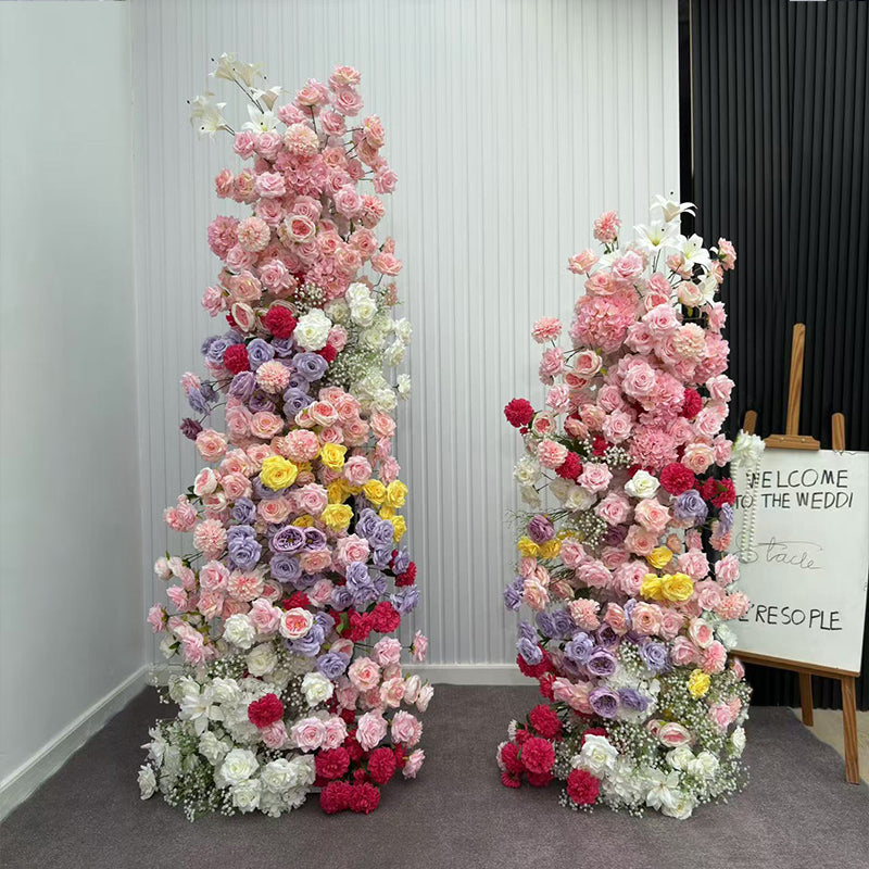 2 Sets Of Artificial Plants And Flowers Wedding Backdrop Decoration Rose Rose Red Orange