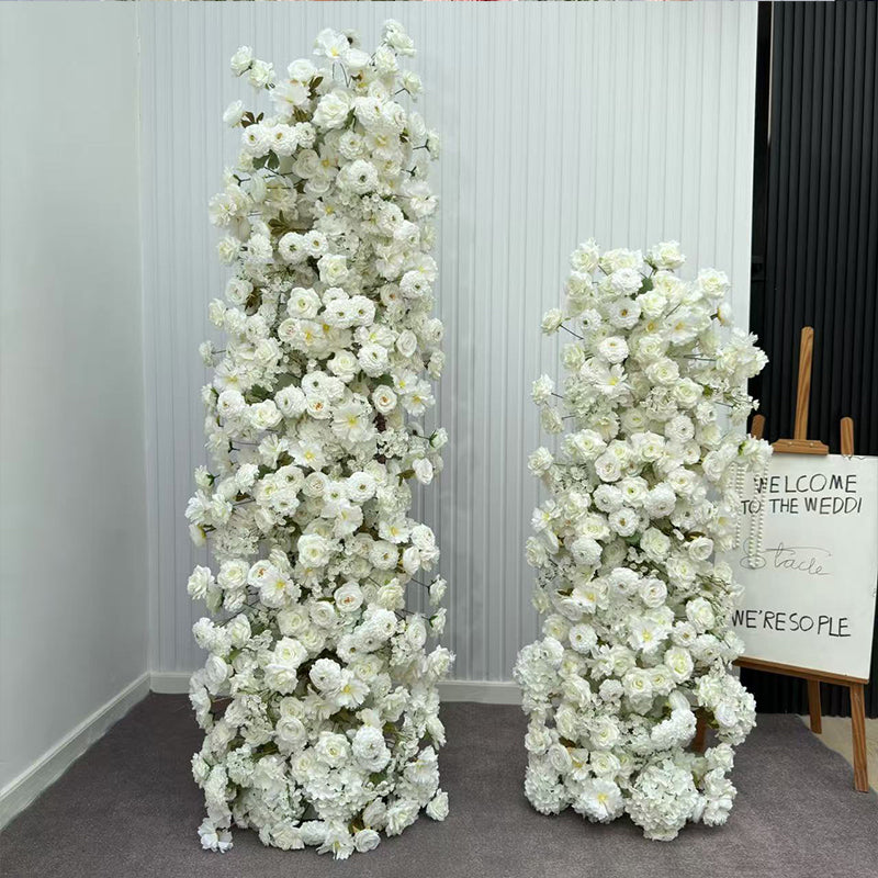 2 Sets Of Artificial Plants And Flowers Wedding Backdrop Decoration Rose White