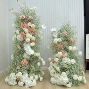 2 Sets Of Artificial Plants And Flowers Wedding Backdrop Decoration Rose Gypsophila White Green