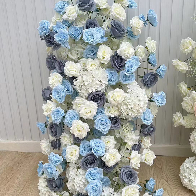 2 Sets Of Artificial Plants And Flowers Wedding Backdrop Decoration Rose Hydrangea Blue White